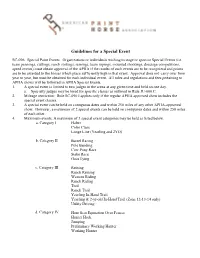 Guidelines for a Special Event