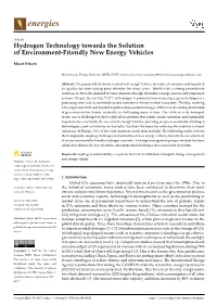 Hydrogen Technology Towards the Solutionof Environment-Friendly