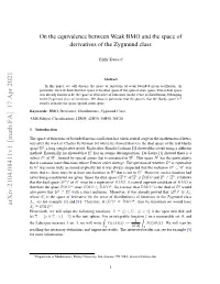 On the Equivalence Between Weak BMO and the Space of Derivatives of the Zygmund Class