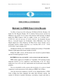 Report to Fide Executive Board