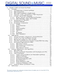 6 Chapter 6 MIDI and Sound Synthesis
