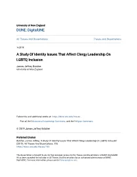 A Study of Identity Issues That Affect Clergy Leadership on LGBTQ Inclusion