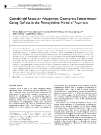 Cannabinoid Receptor Antagonists Counteract Sensorimotor Gating Deficits in the Phencyclidine Model of Psychosis