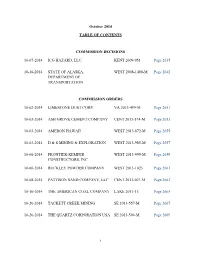 I October 2014 TABLE of CONTENTS COMMISSION DECISIONS 10-07