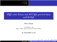 LATEX Unter Emacs Mit AUCTEX, Preview-Latex Und Reftex