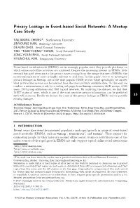 Privacy Leakage in Event-Based Social Networks: a Meetup Case Study 2