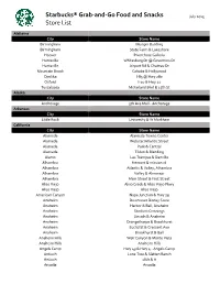 Starbucks® Grab-And-Go Food and Snacks Store List