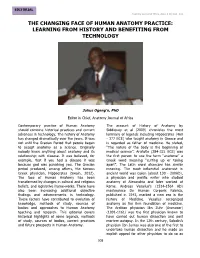 The Changing Face of Human Anatomy Practice: Learning from History and Benefiting from Technology