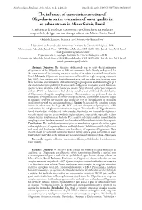 The Influence of Taxonomic Resolution of Oligochaeta on the Evaluation of Water Quality in an Urban Stream in Minas Gerais, Br
