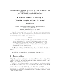 A Note on Vertex Arboricity of Toroidal Graphs Without 7-Cycles1