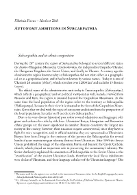 Autonomy Ambitions in Subcarpathia