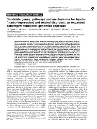Candidate Genes, Pathways and Mechanisms for Bipolar (Manic–Depressive) and Related Disorders: an Expanded Convergent Function