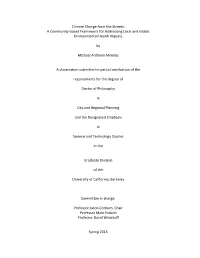 Climate Change from the Streets: a Community-Based Framework for Addressing Local and Global Environmental Health Impacts