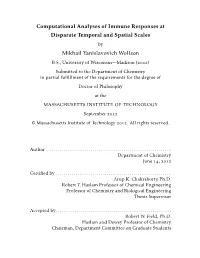 Computational Analyses of Immune Responses at Disparate Temporal and Spatial Scales Mikhail Yanislavovich Wolfson