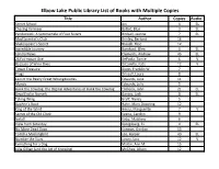 Elbow Lake Public Library List of Books with Multiple Copies