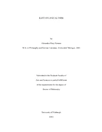 KANT on LOGICAL FORM by Alexandra Mary Newton