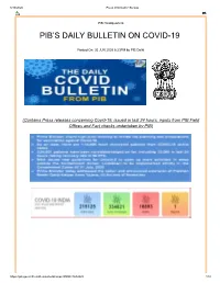 Pib's Daily Bulletin on Covid-19