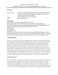 Syllabus – Egr 590 Introduction to Facilities