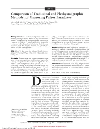 Comparison of Traditional and Plethysmographic Methods for Measuring Pulsus Paradoxus