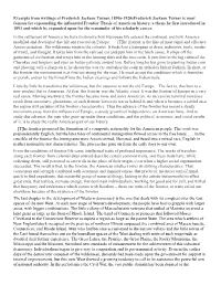 Excerpts from Writings of Frederick Jackson Turner, 1890S