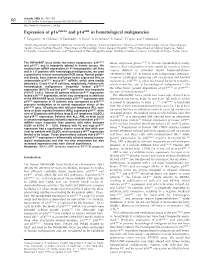 Expression of P16 INK4A and P14 ARF in Hematological Malignancies