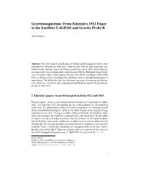 From Einstein's 1912 Paper to the Satellites LAGEOS and Gravity