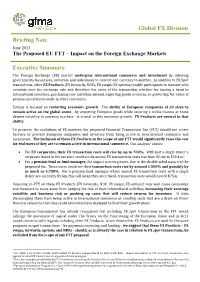 Global FX Division Briefing Note Executive Summary