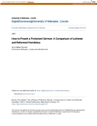 How to Preach a Protestant Sermon: a Comparison of Lutheran and Reformed Homiletics