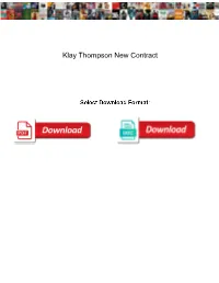 Klay Thompson New Contract