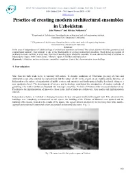 Practice of Creating Modern Architectural Ensembles in Uzbekistan Said Manoev 1 and Dilrabo Xoldorova 2