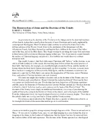 The Resurrection of Jesus and the Doctrine of the Trinity ROBERT L