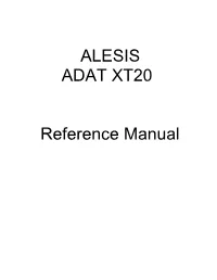 ALESIS ADAT XT20 Reference Manual