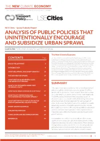 Analysis of Public Policies That Unintentionally Encourage and Subsidize Urban Sprawl
