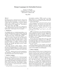 Design Languages for Embedded Systems
