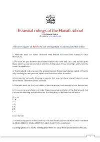 Essential Rulings of the Hanafi School Abu Hanzala Ridawi (Released By
