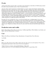 Freaks Production Notes and Credits Cast