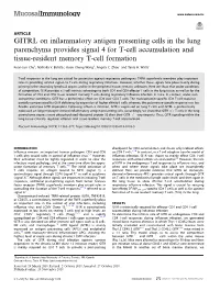 GITRL on Inflammatory Antigen Presenting Cells in the Lung