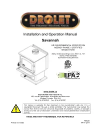 Installation and Operation Manual Savannah
