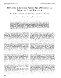 Intrusions in Episodic Recall: Age Differences in Editing of Overt Responses