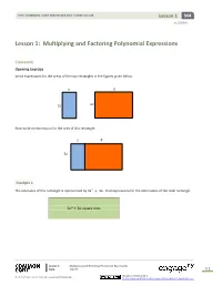 Lesson 1: Multiplying and Factoring Polynomial Expressions