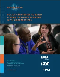 Policy Strategies to Build a More Inclusive Economy with Cooperatives