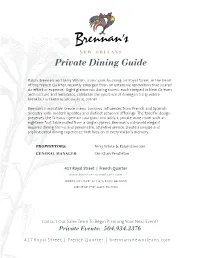Private Dining Guide