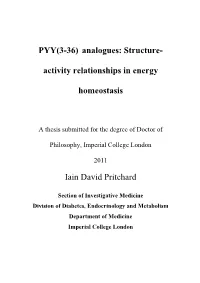 PYY(3-36) Analogues: Structure