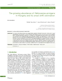 The Growing Abundance of Helicoverpa Armigera in Hungary and Its Areal Shift Estimation