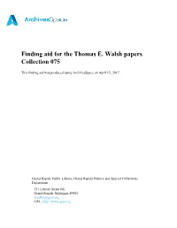 Thomas E. Walsh Papers Collection 075
