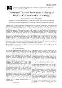 Globalised Telecom Revolution: a Survey of Wireless Communication Technology