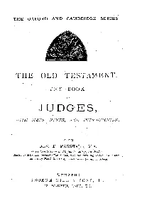 Judges ' with Maps, Notes, A1vd Introduction