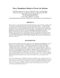 Three Simulation Models of Naval Air Defense