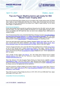 Top Six Figure Skating Teams Get Ready for ISU World Team Trophy