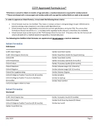 CCFP Approved Formula List*